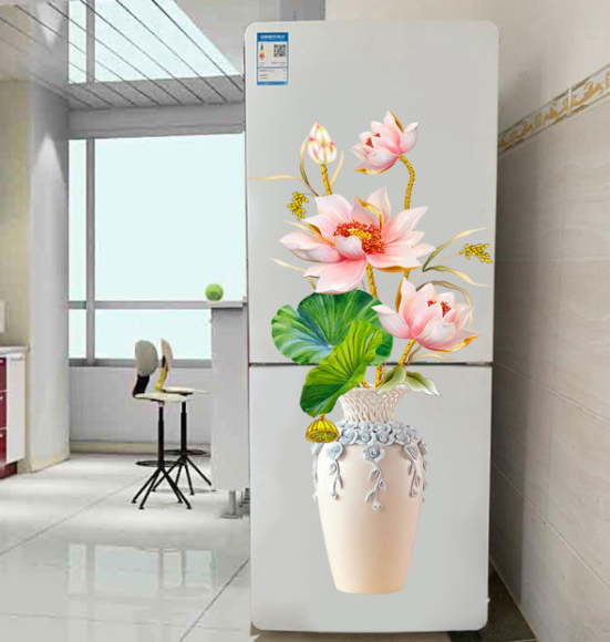Многоразовая интерьерная наклейка на холодильник "Лилия"
